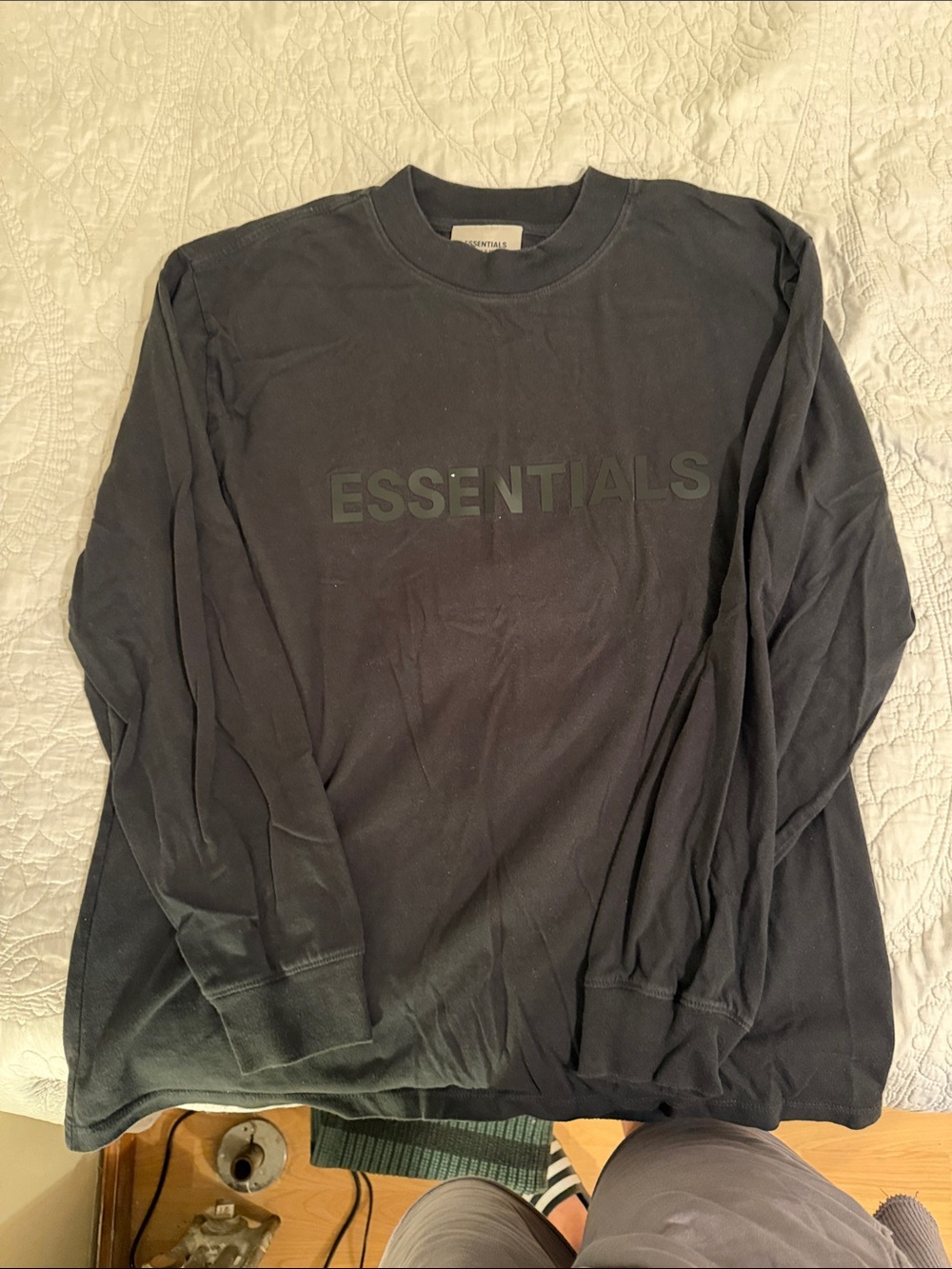 Essentials Long Sleeve Logo Tee - Black